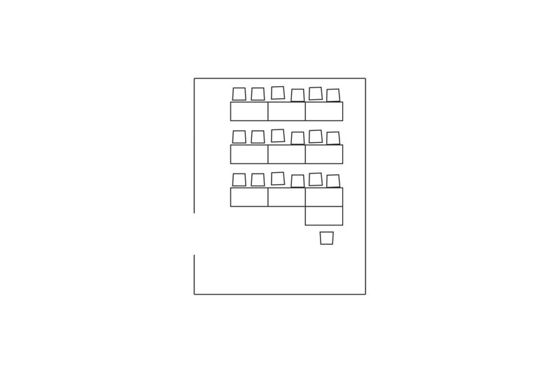 Bonifatius - Parlamentarische Bestuhlung - 9 Tische, 18 Sitzplätze