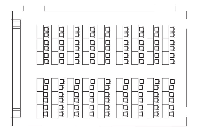 Pankratius - Parlamentarische Bestuhlung - 54 Tische, 108 Sitzplätze