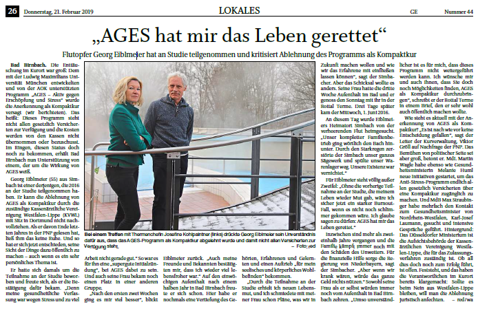 21. Februar 2019 - Passauer Neue Presse (noch vor der Genehmigung der Kompaktkur)